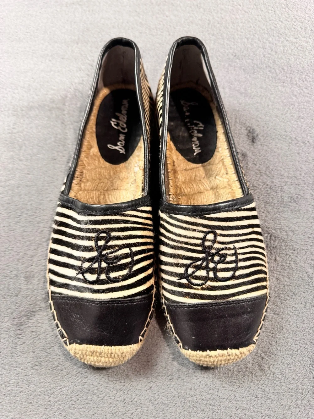 Sam Edelman ‘Lewis’ Calf Hair Zebra Striped Espadrille Slip-Ons